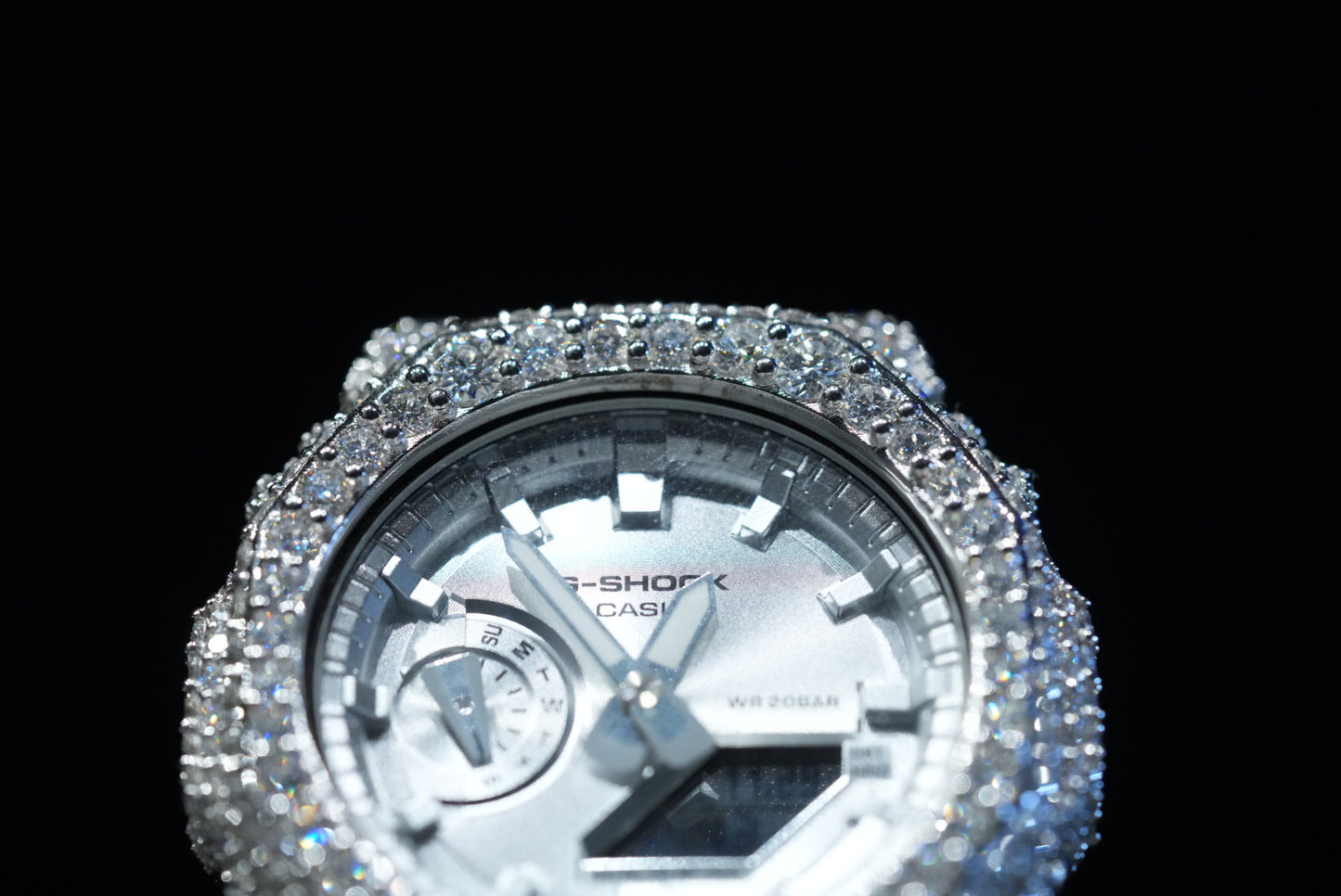 ICE BERG G-SHOCK SILVER BAND WITH DIAMONDS
