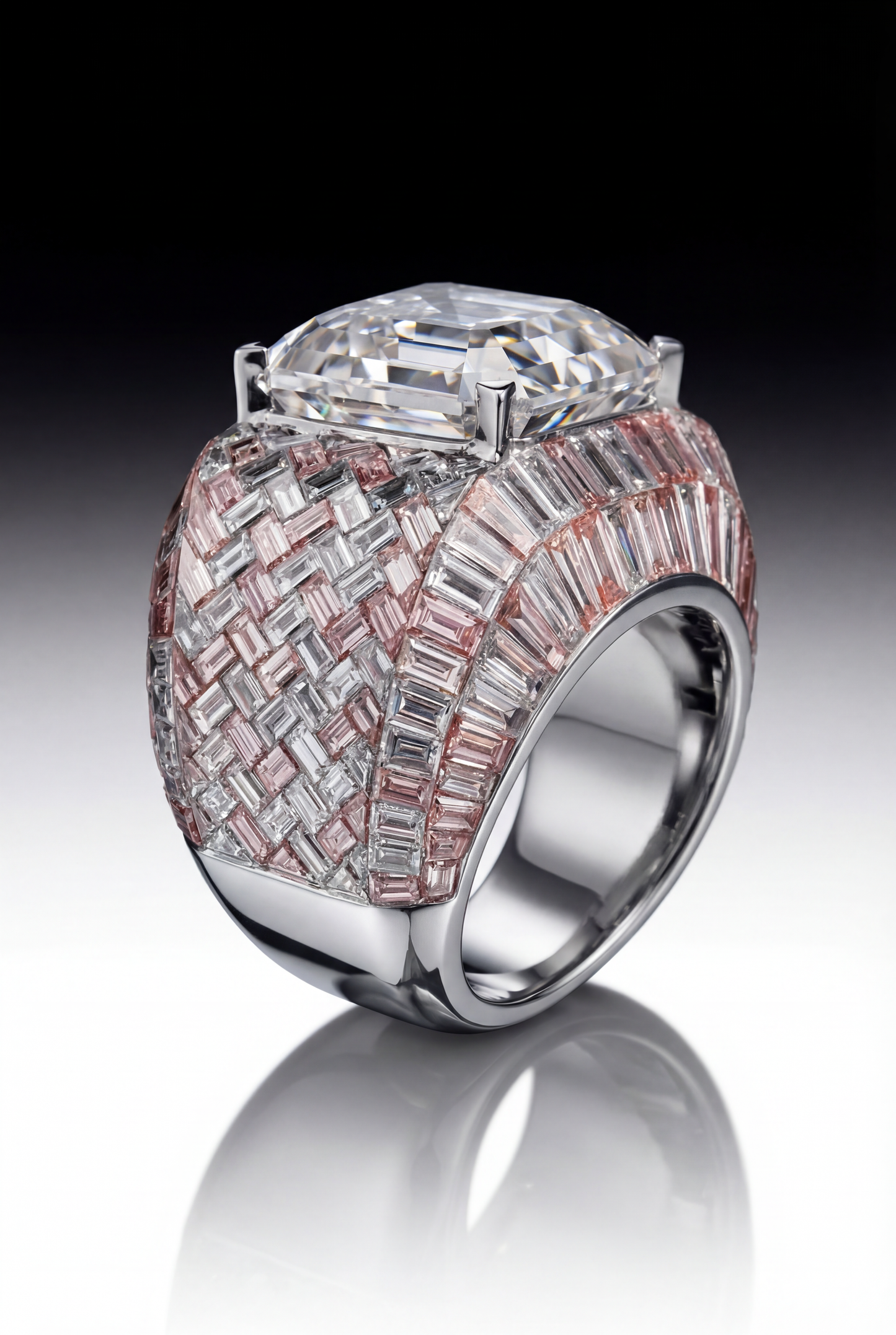 Invisible-Set Baguette Diamond Ring – Full Baguette Mosaic Luxury Design