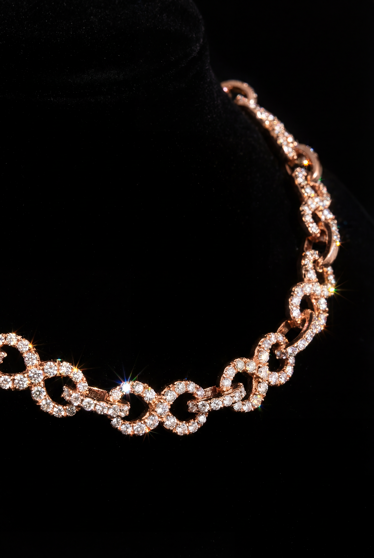 Rose Gold Diamond infinity Link Necklace – High-End Fully Iced Chain”