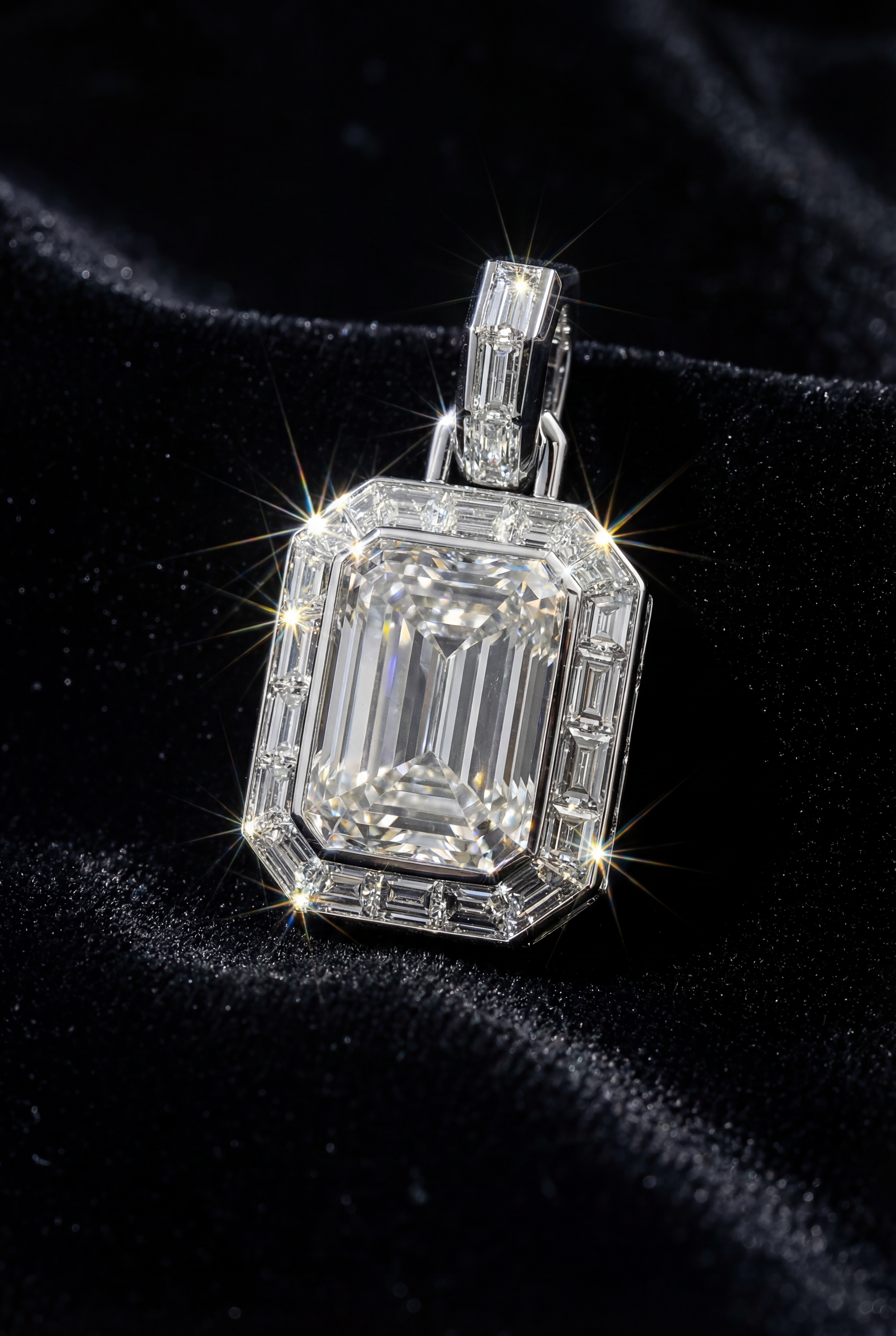High-End Chandeliers Diamond Pendant | Emerald-Cut Statement Piece