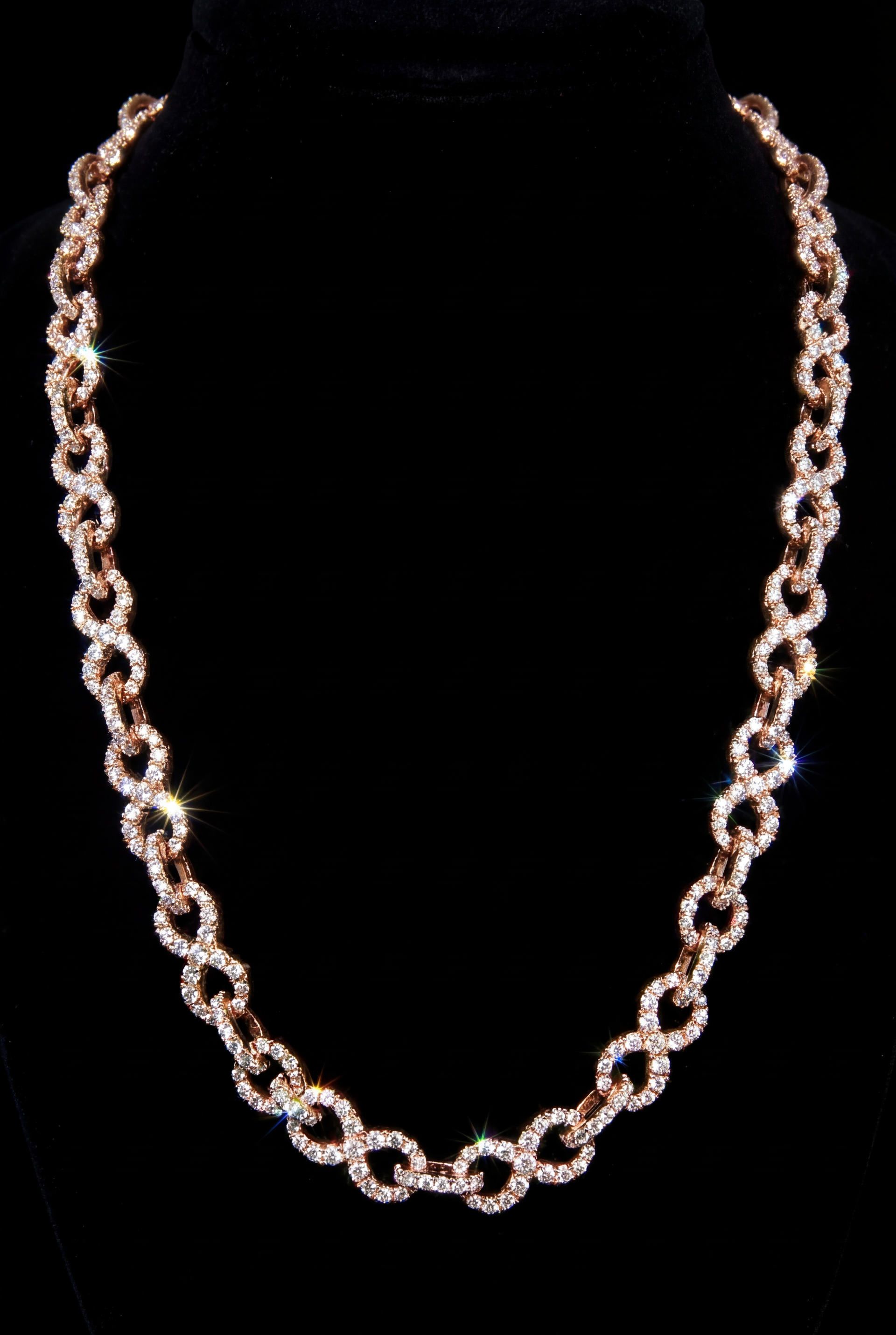 Rose Gold Diamond infinity  Link Necklace – High-End Fully Iced Chain”