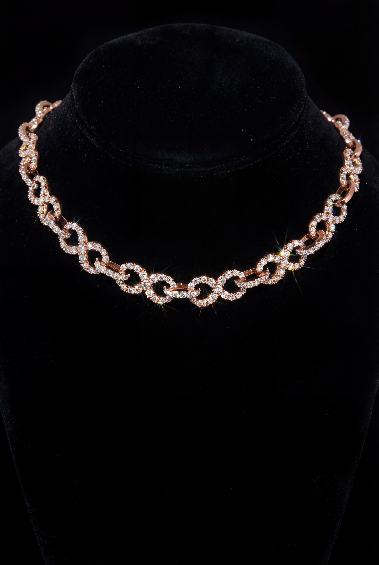 Rose Gold Diamond infinity  Link Necklace – High-End Fully Iced Chain”
