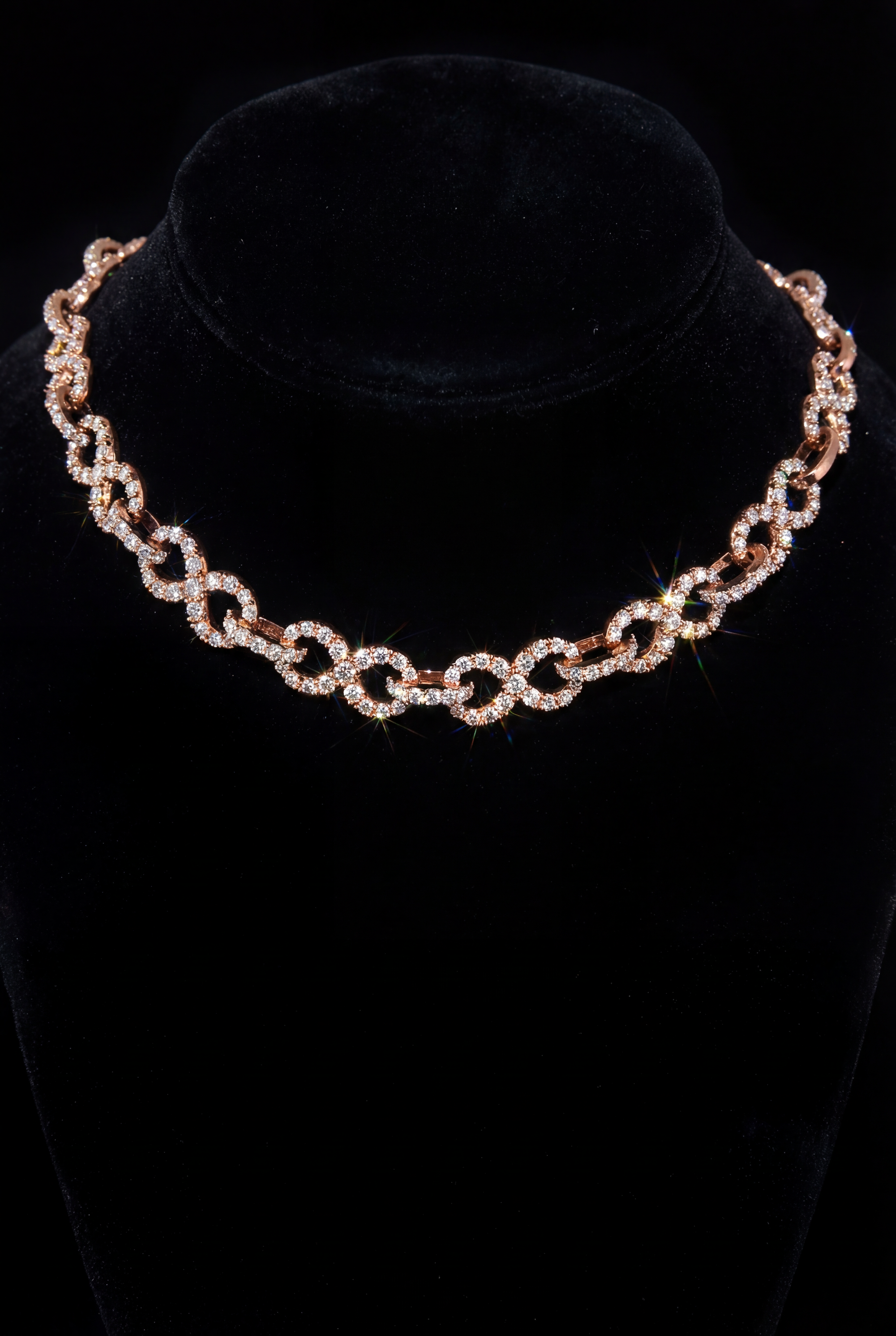 Rose Gold Diamond infinity  Link Necklace – High-End Fully Iced Chain”